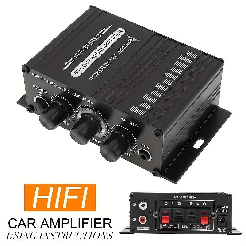 Home Cinema Solution - AK-270 400W Mini Wzmacniacz Mocy 12V/24V
